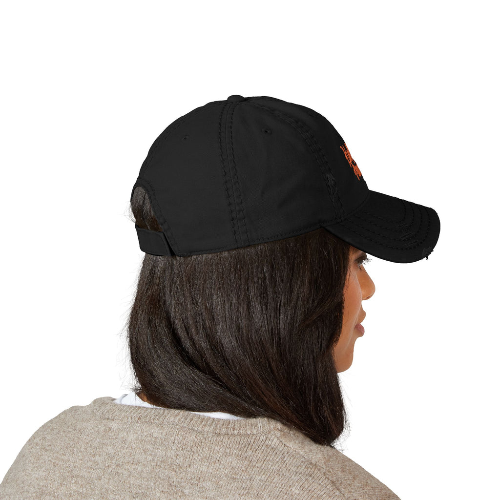 Embroidered 'Hello Friends' Flamingo Distressed Dad Hat