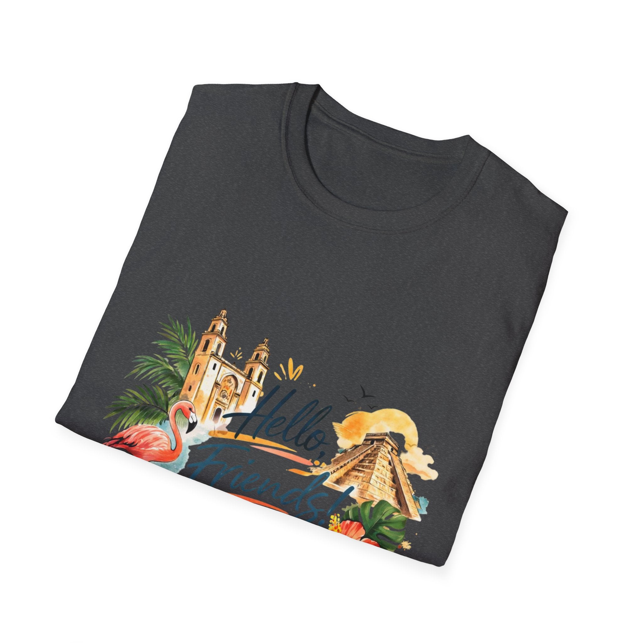 T-Shirt - "Hello, Friends!" Tropical Vacation Graphic Tee