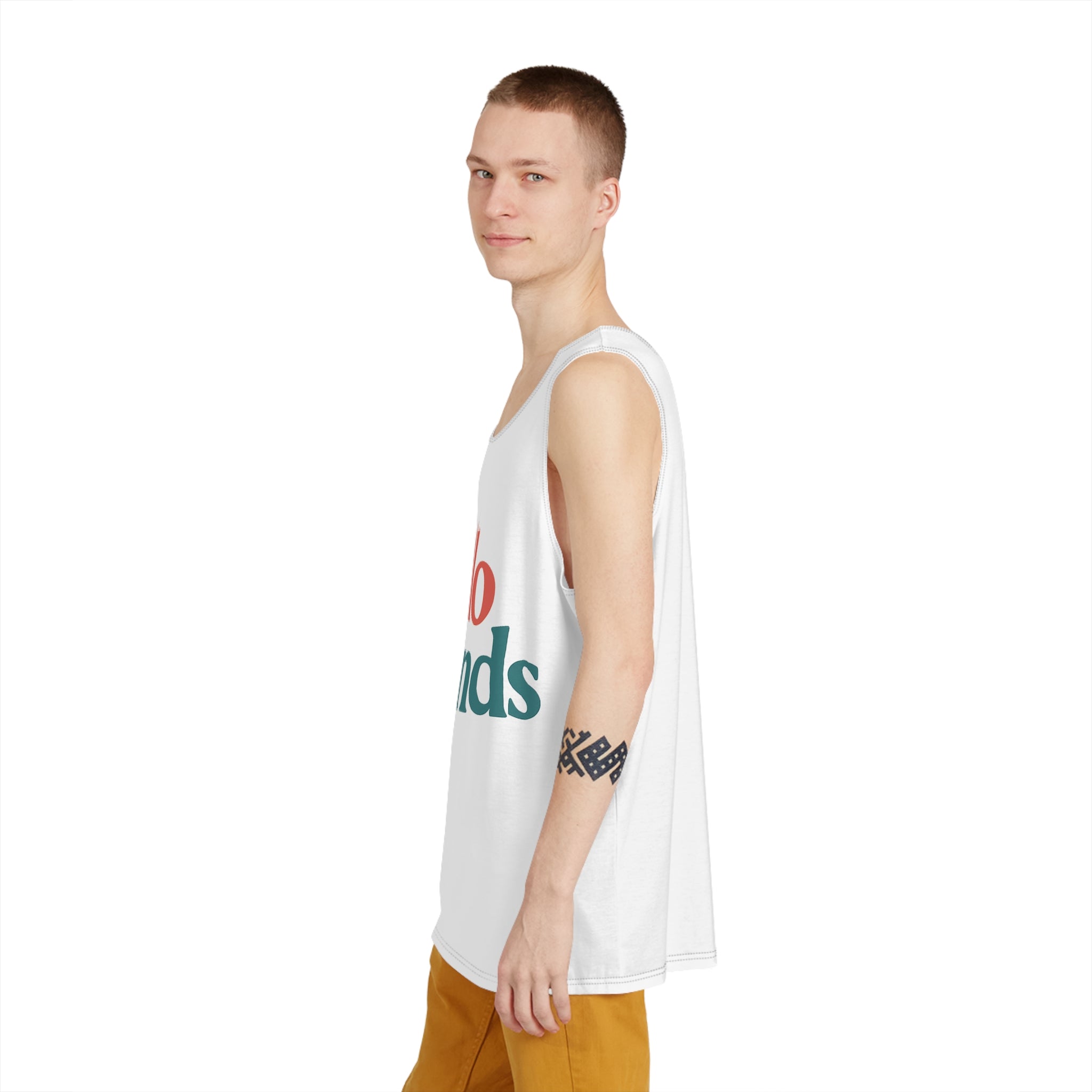 Men's Tank Top — Retro 'No Worries' Graphic All-Over Print