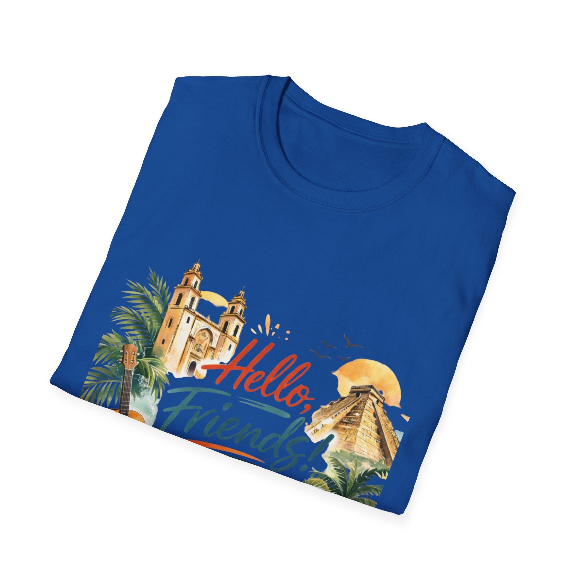 Hello Friends Tropical T-Shirt — Vacation Beach Guitar Graphic Tee