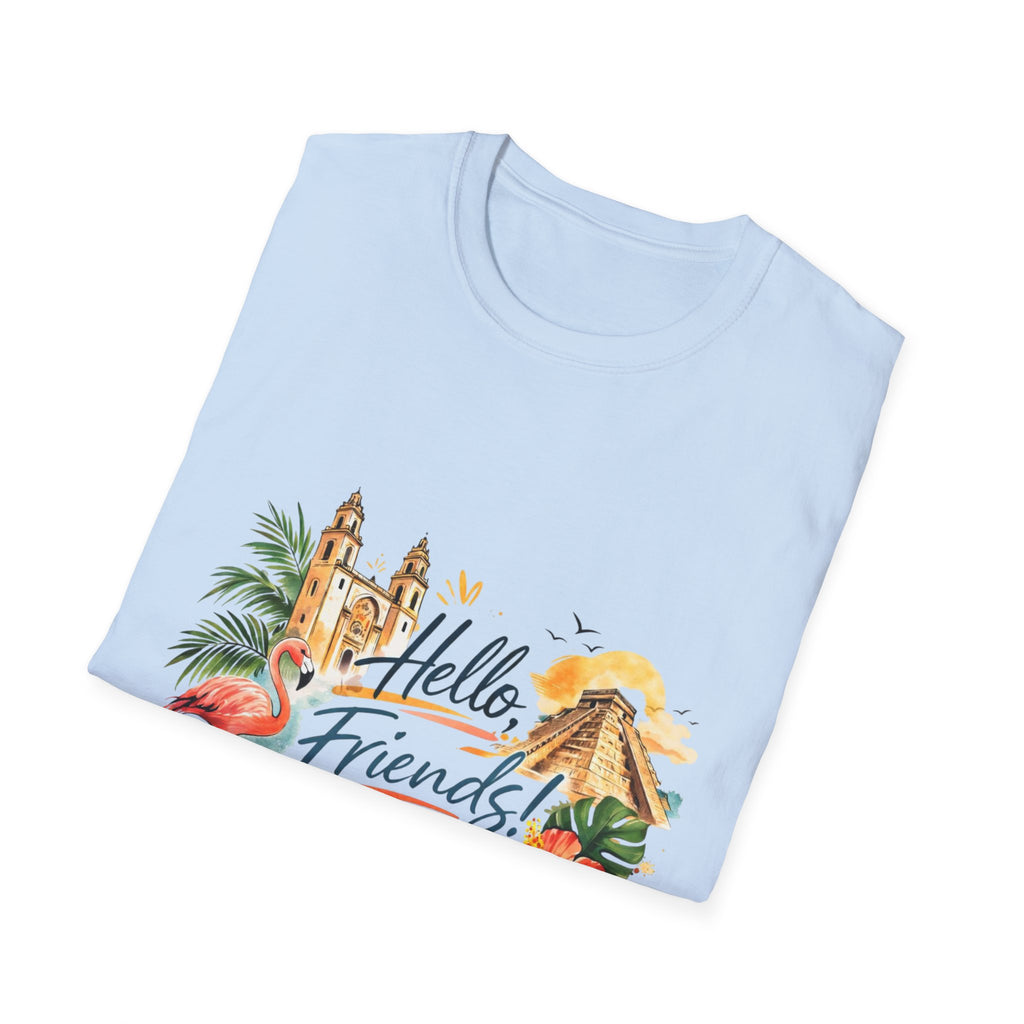 T-Shirt - "Hello, Friends!" Tropical Vacation Graphic Tee