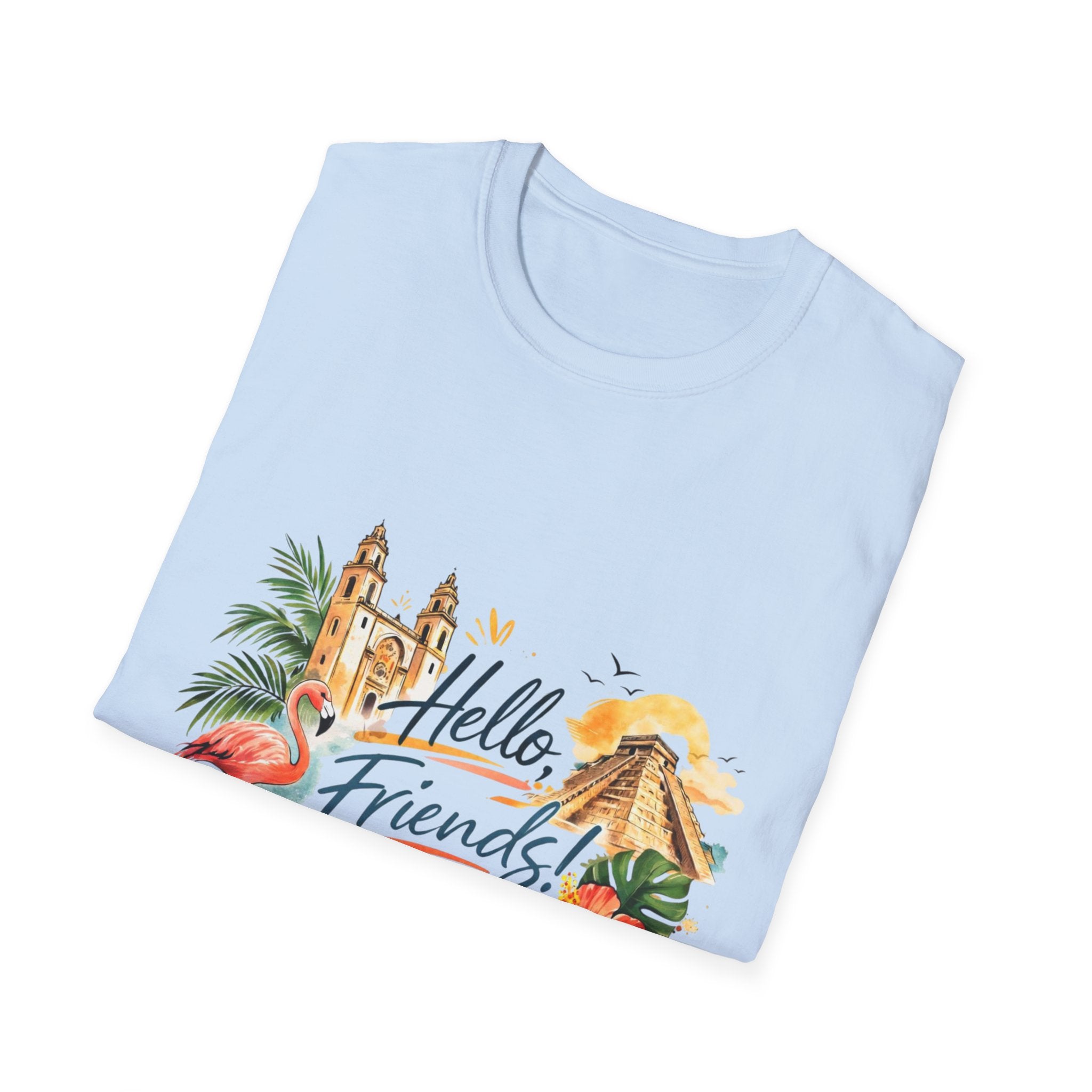 T-Shirt - "Hello, Friends!" Tropical Vacation Graphic Tee