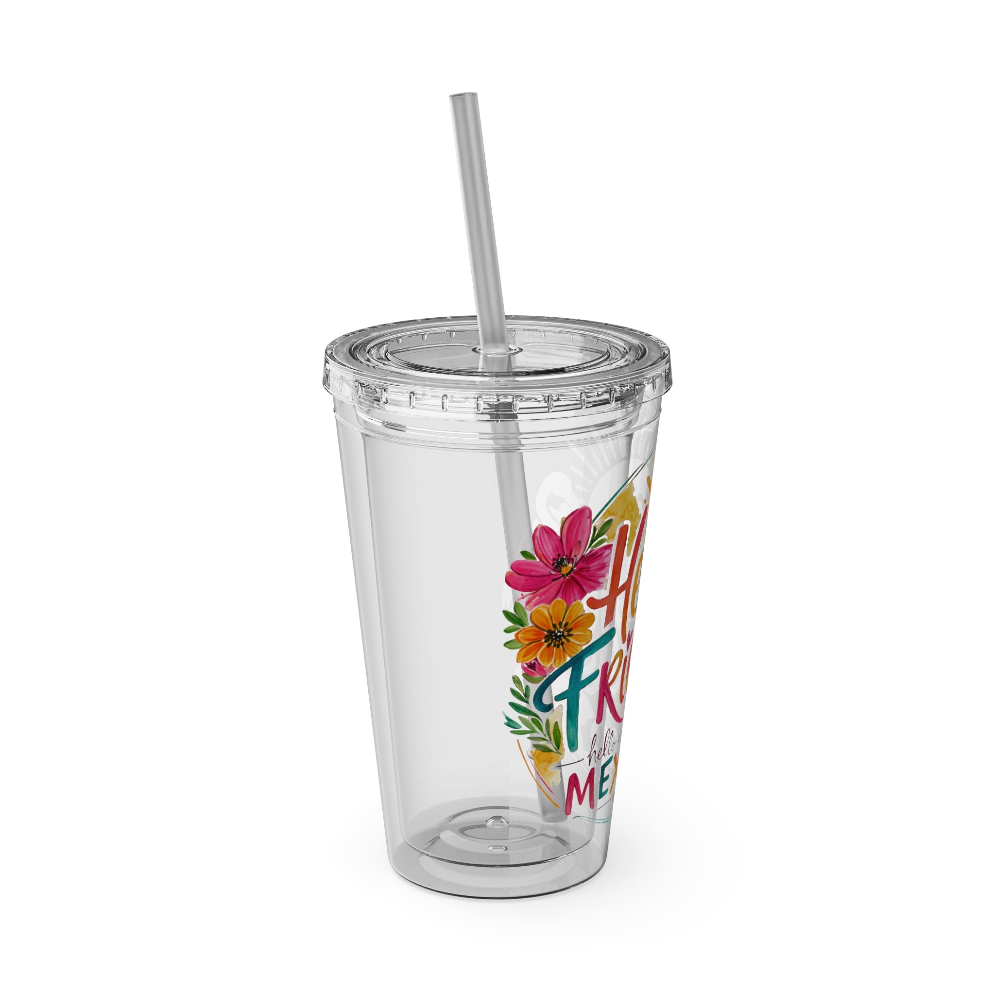 Hello Friends Mexico Sunsplash 16oz Tumbler with Straw