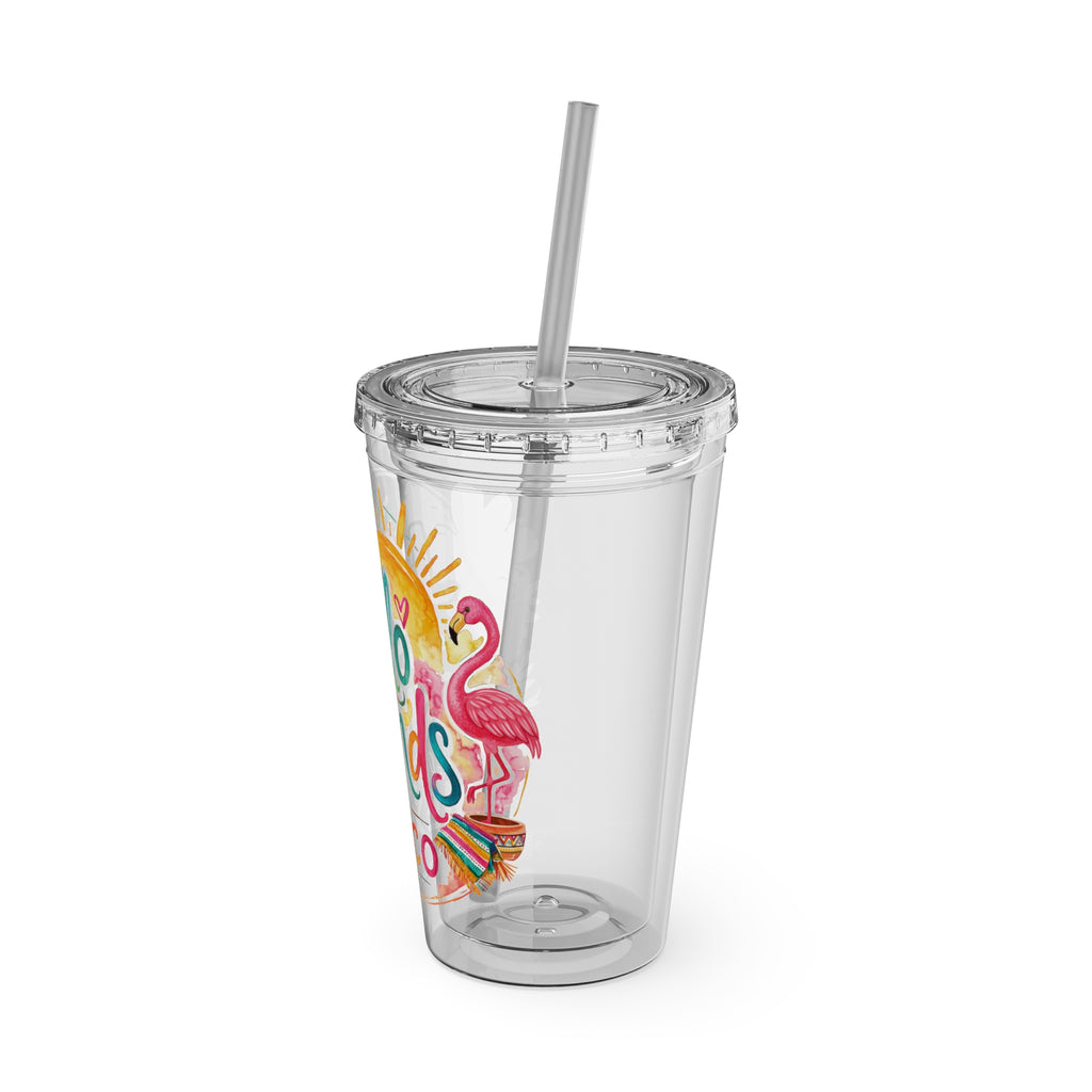 Hello Friends Mexico Sunsplash 16oz Tumbler with Straw