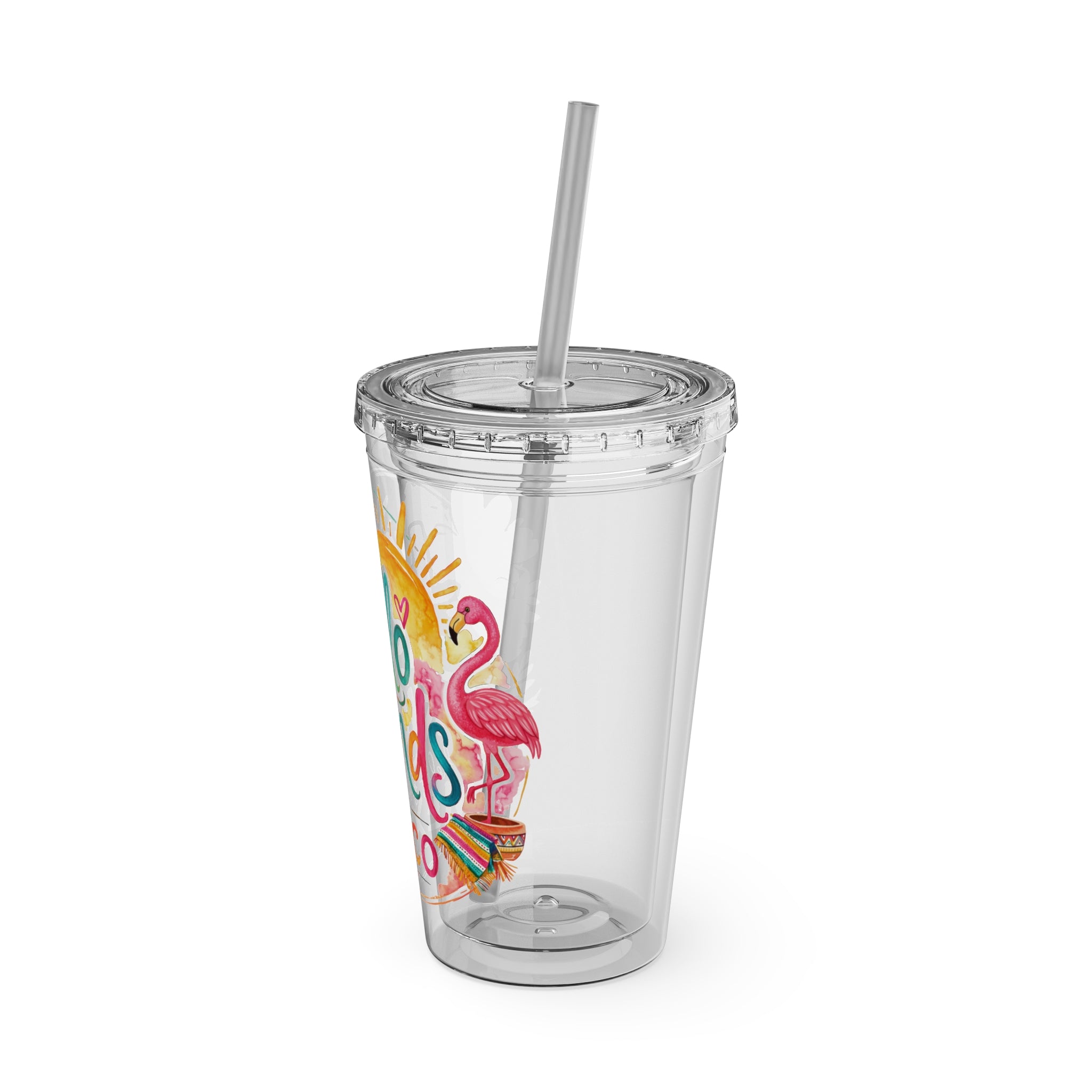 Hello Friends Mexico Sunsplash 16oz Tumbler with Straw