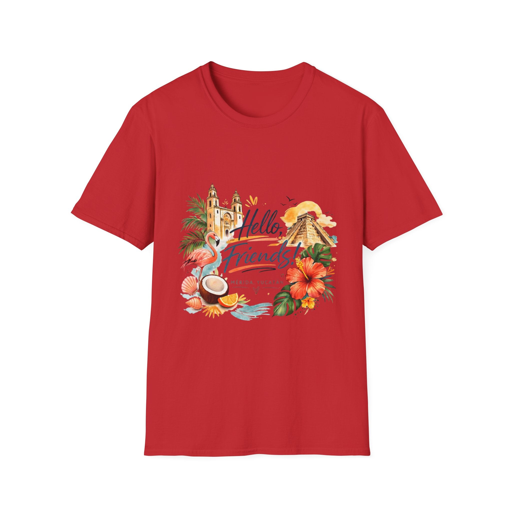 T-Shirt - "Hello, Friends!" Tropical Vacation Graphic Tee