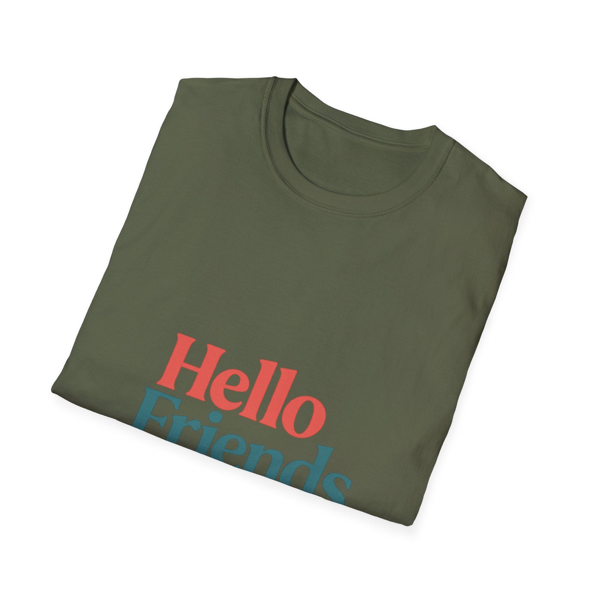 Hello Friends T-Shirt — Retro Two-Tone Greeting Tee