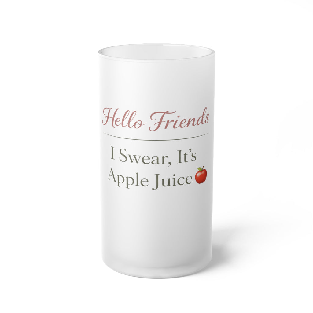 Frosted Beer Mug — "Hello Friends, I Swear It's Apple Juice" Funny Glass Stein