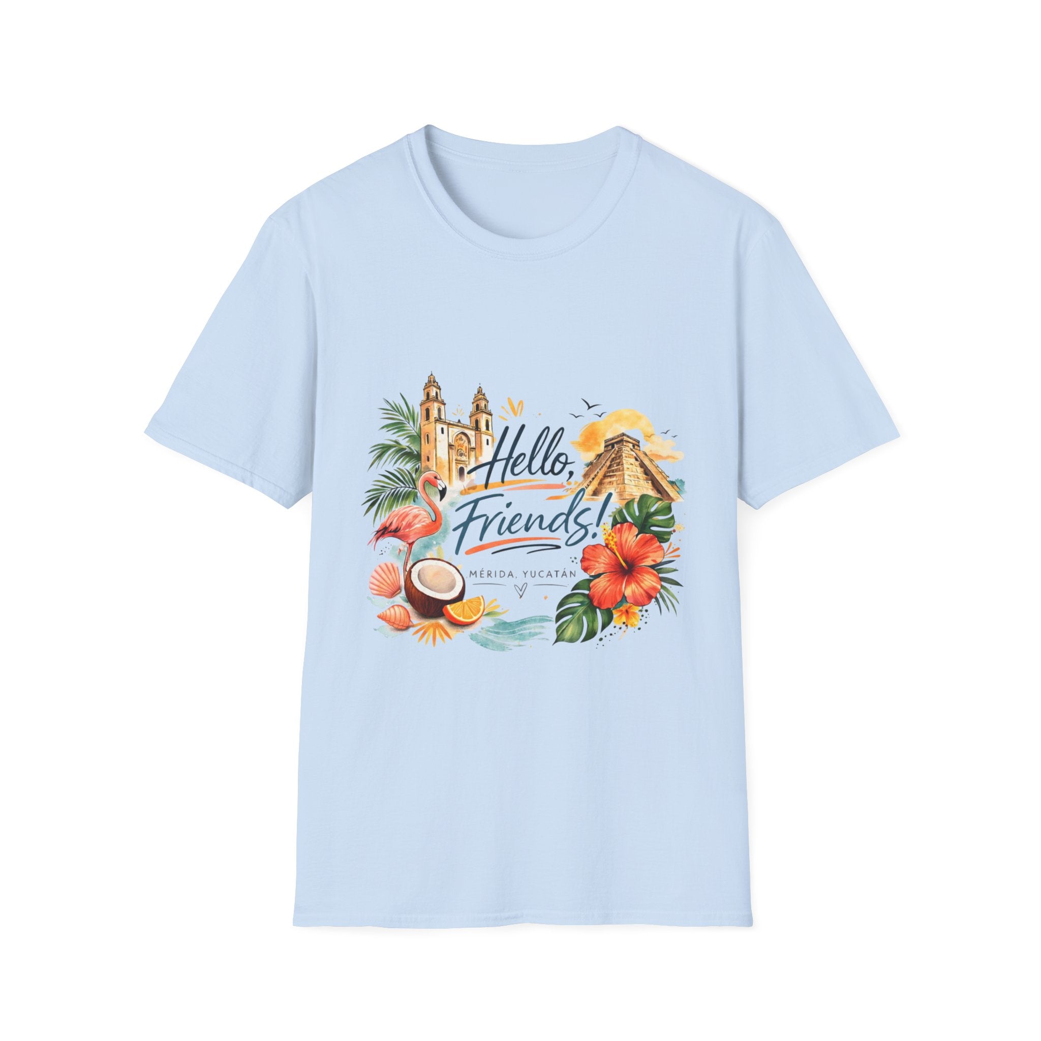 T-Shirt - "Hello, Friends!" Tropical Vacation Graphic Tee