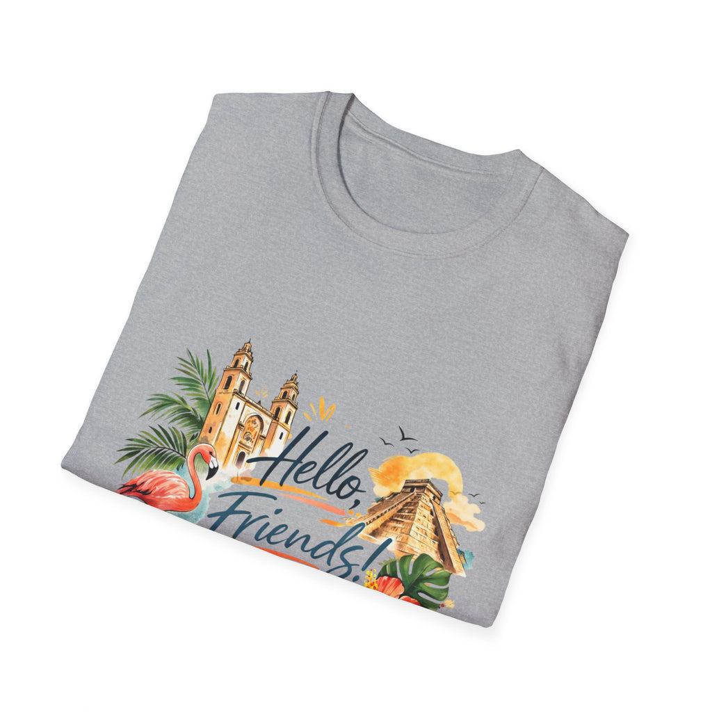 T-Shirt - "Hello, Friends!" Tropical Vacation Graphic Tee