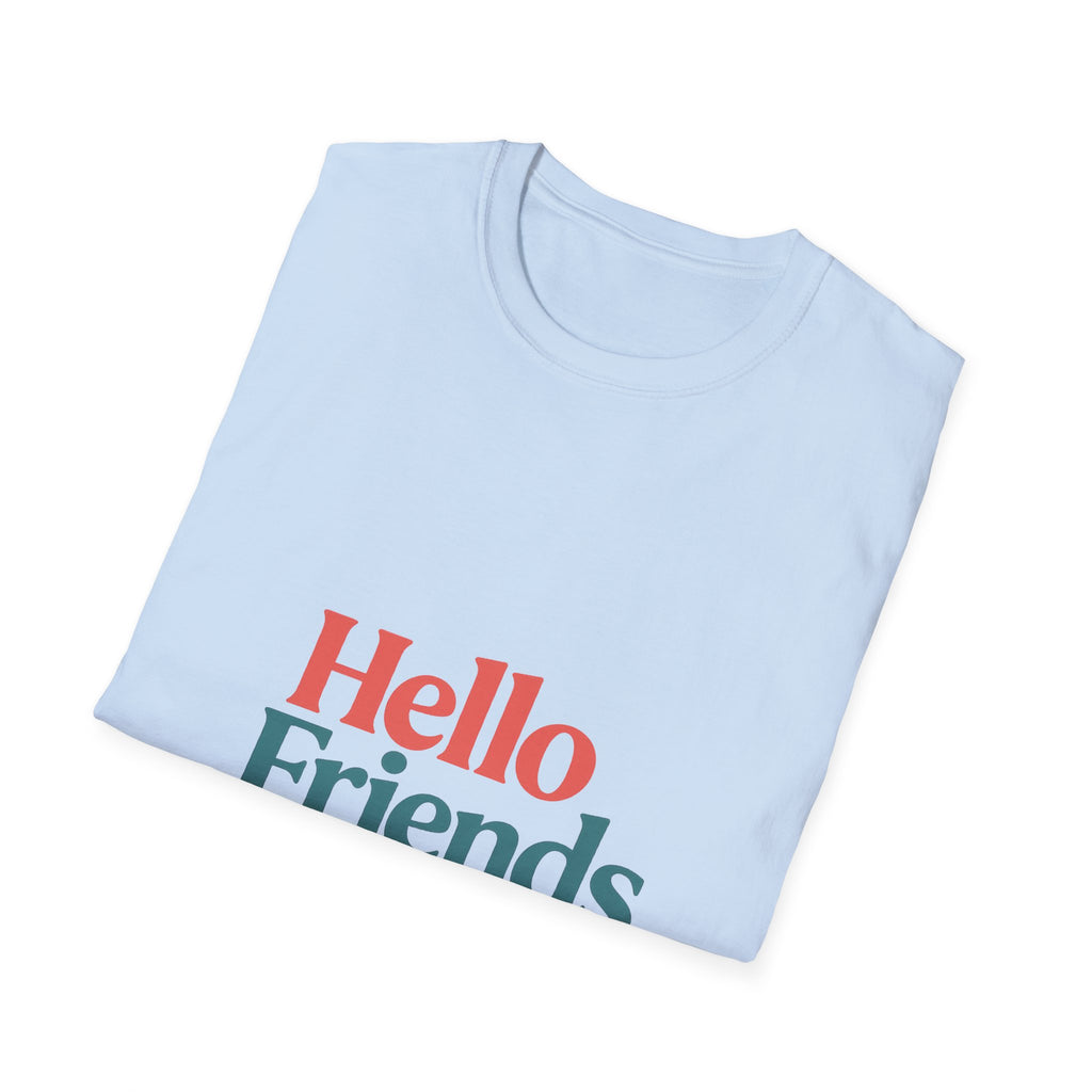 Hello Friends T-Shirt — Retro Two-Tone Greeting Tee