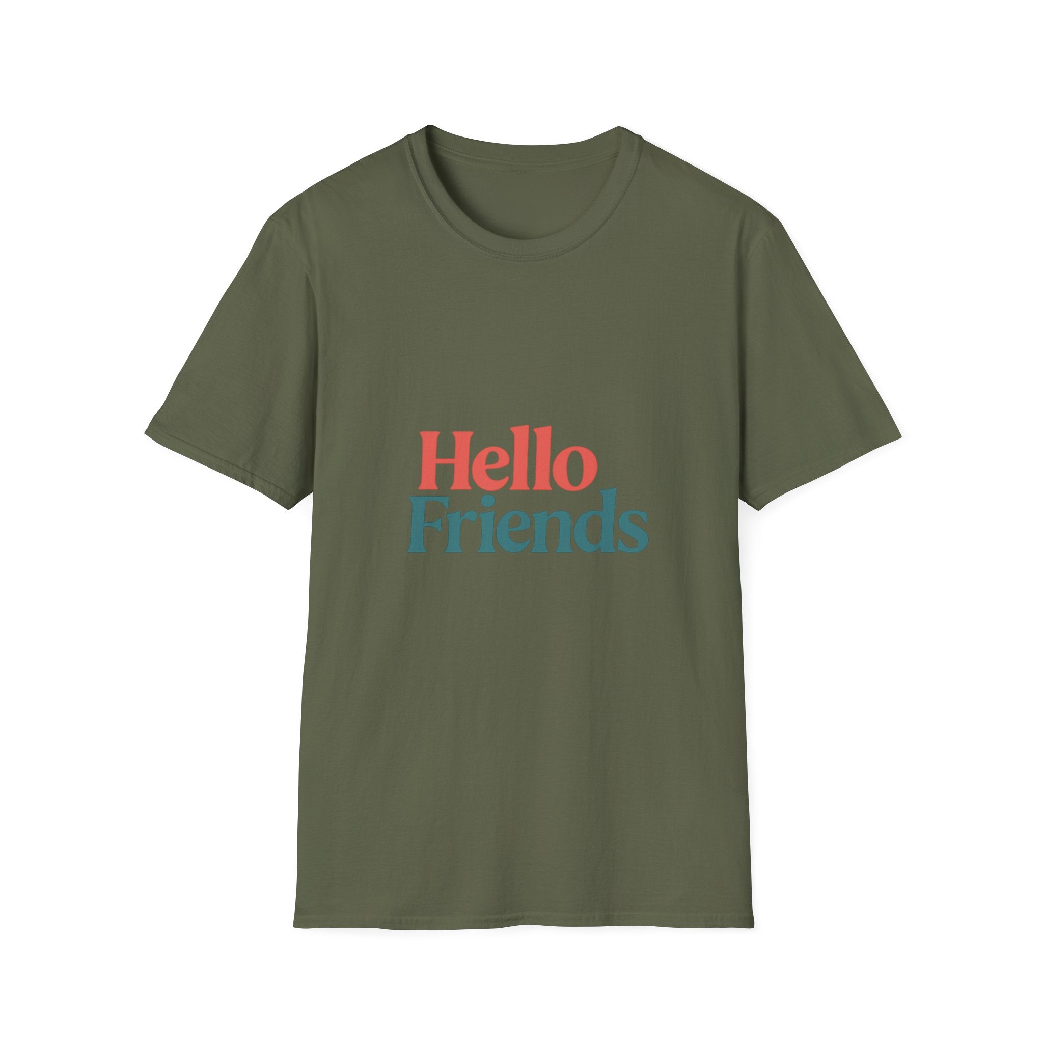Hello Friends T-Shirt — Retro Two-Tone Greeting Tee