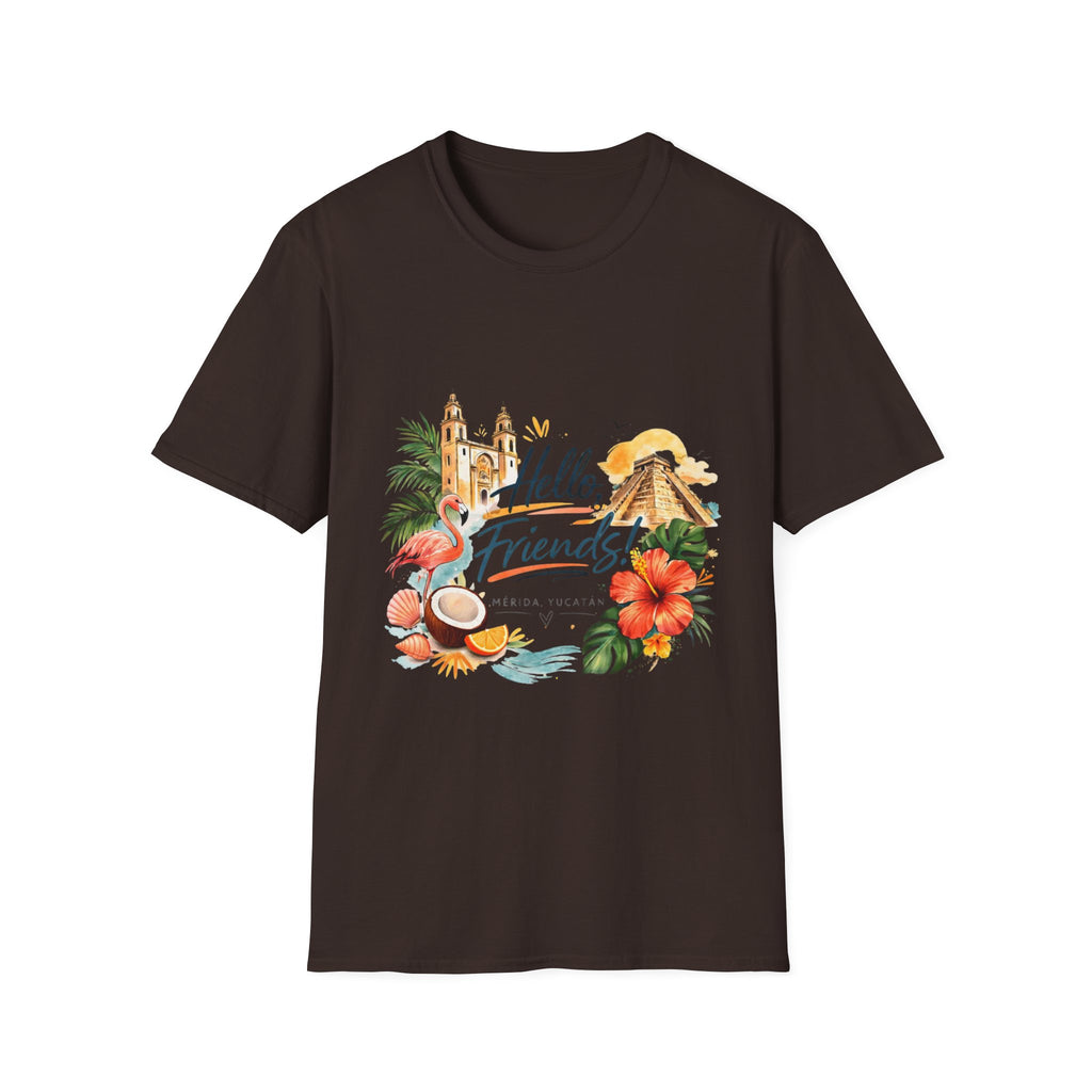 T-Shirt - "Hello, Friends!" Tropical Vacation Graphic Tee