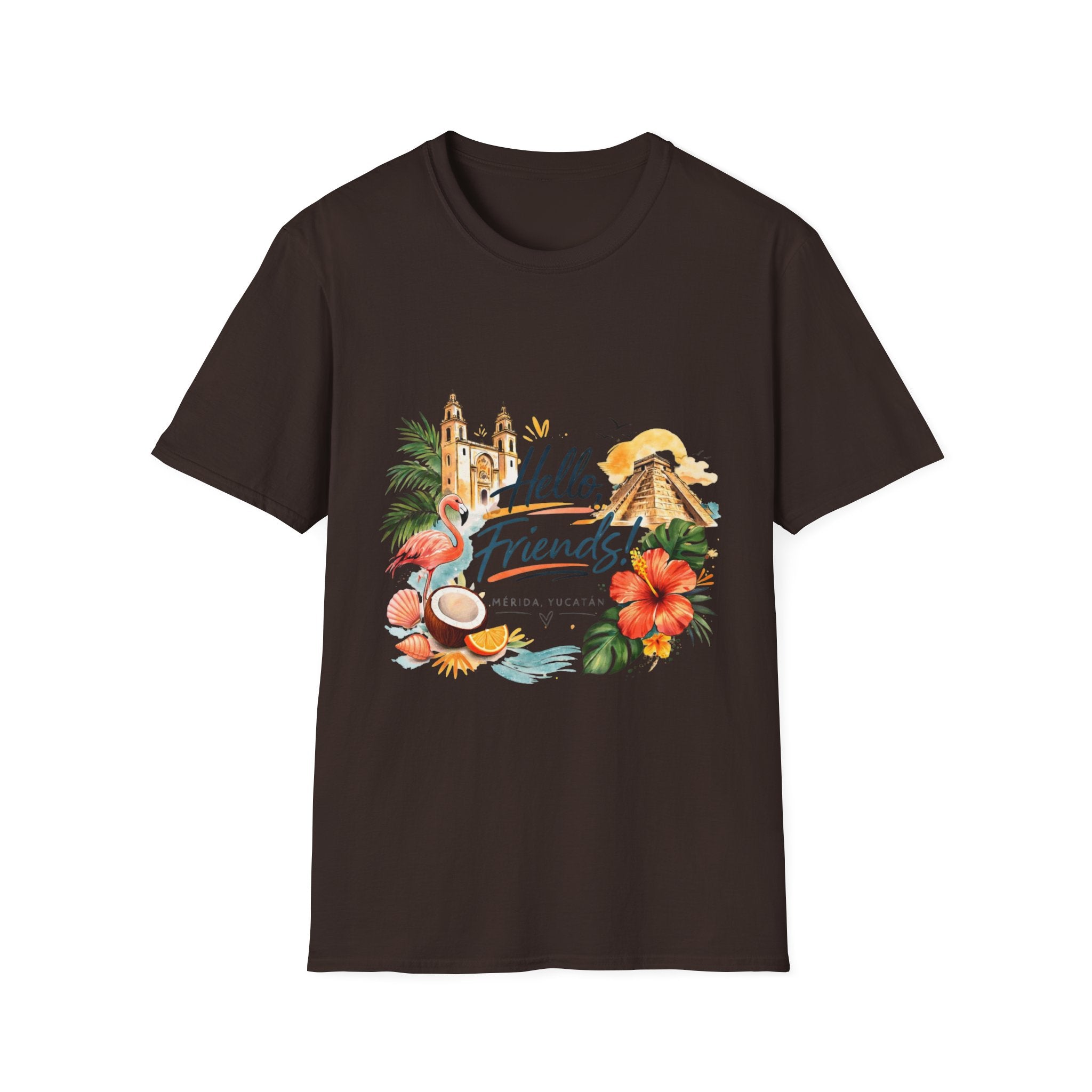 T-Shirt - "Hello, Friends!" Tropical Vacation Graphic Tee