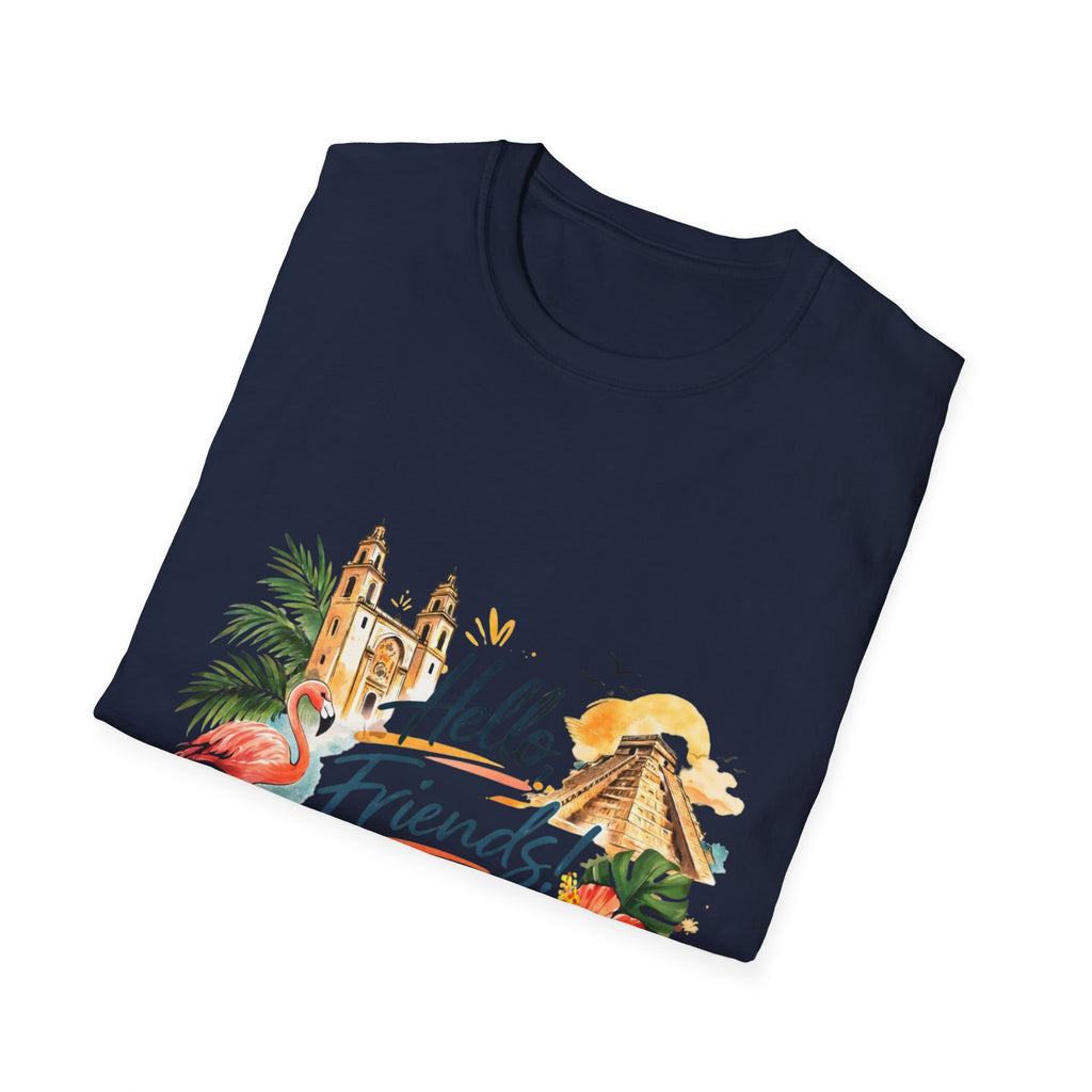 T-Shirt - "Hello, Friends!" Tropical Vacation Graphic Tee