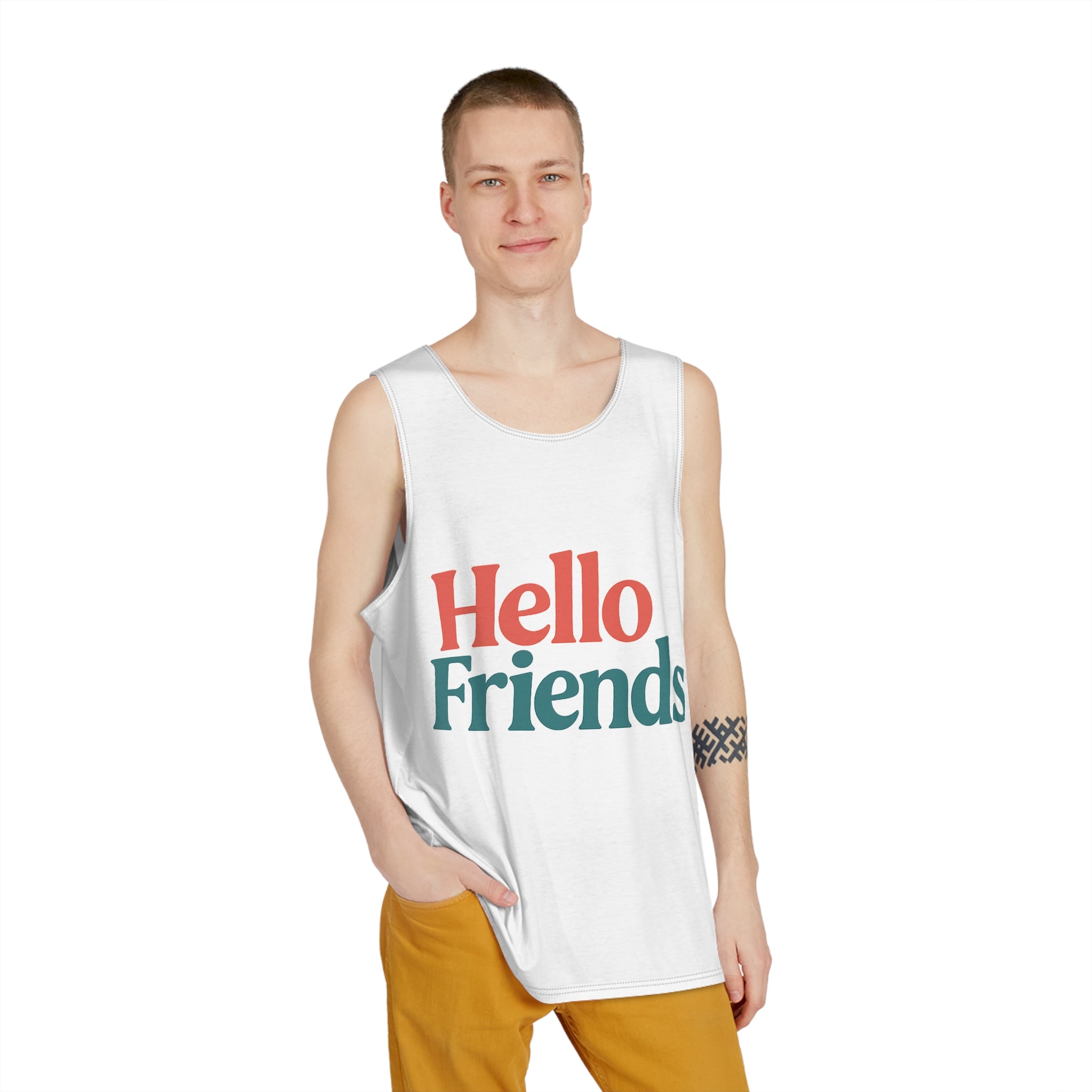 Men's Tank Top — Retro 'No Worries' Graphic All-Over Print
