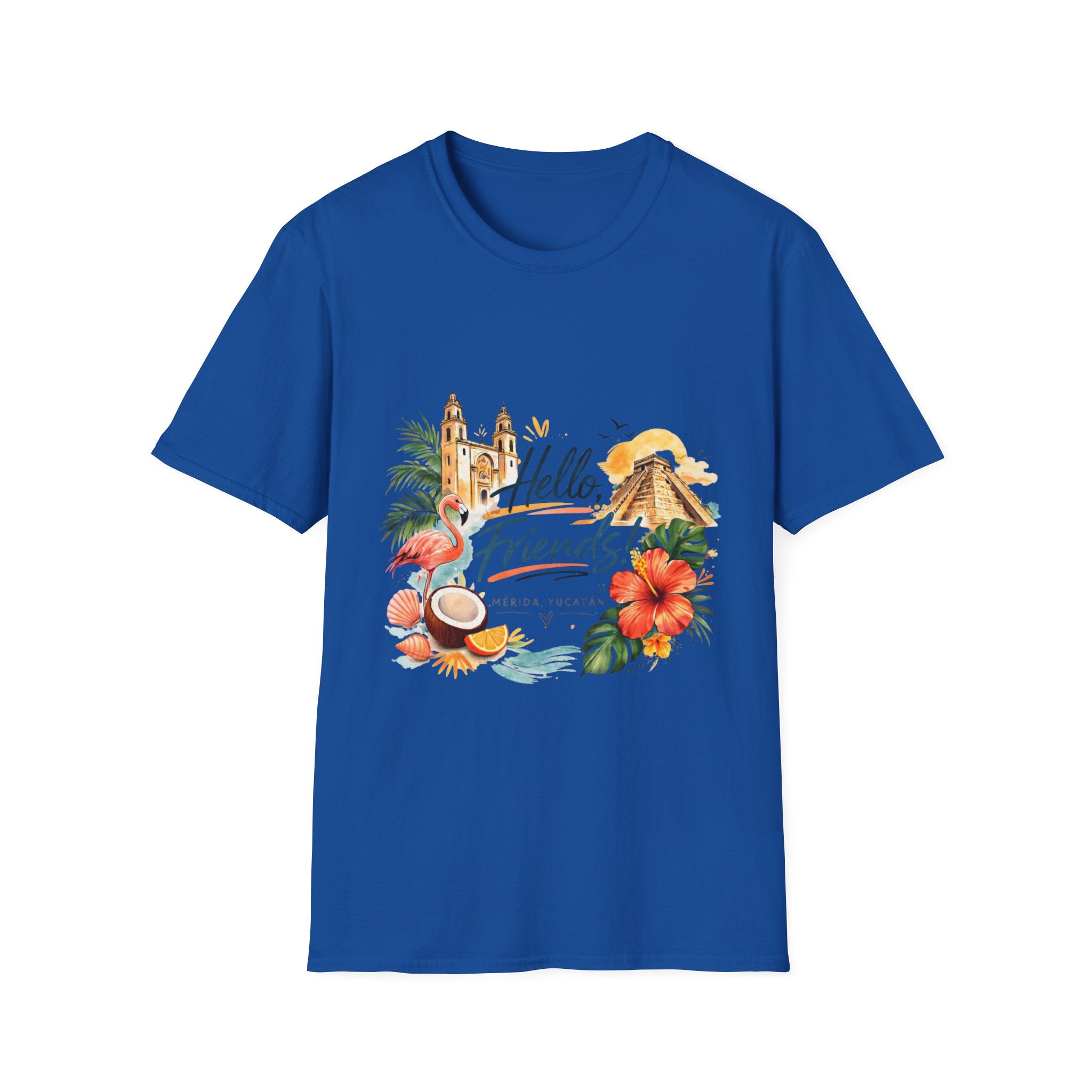 T-Shirt - "Hello, Friends!" Tropical Vacation Graphic Tee