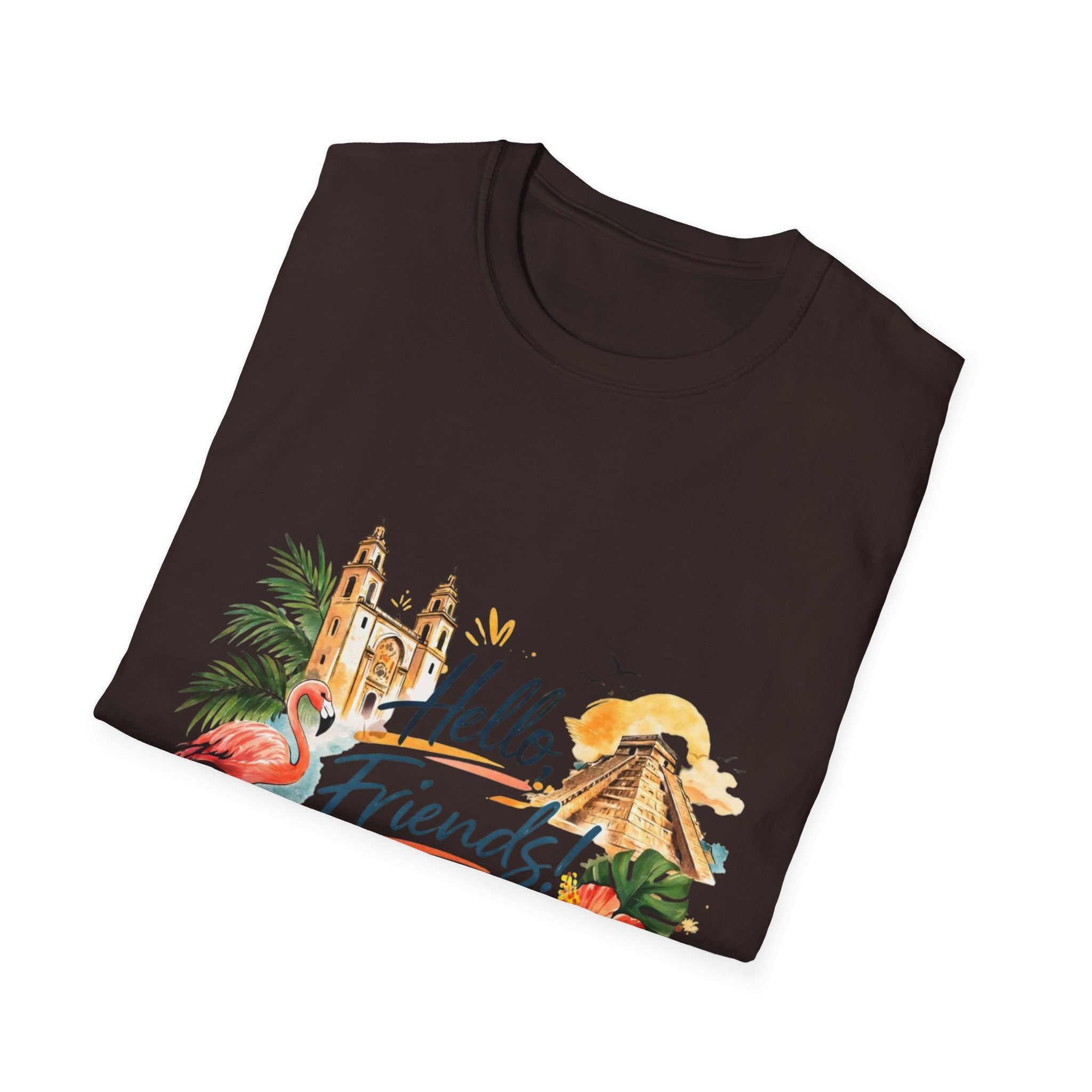 T-Shirt - "Hello, Friends!" Tropical Vacation Graphic Tee