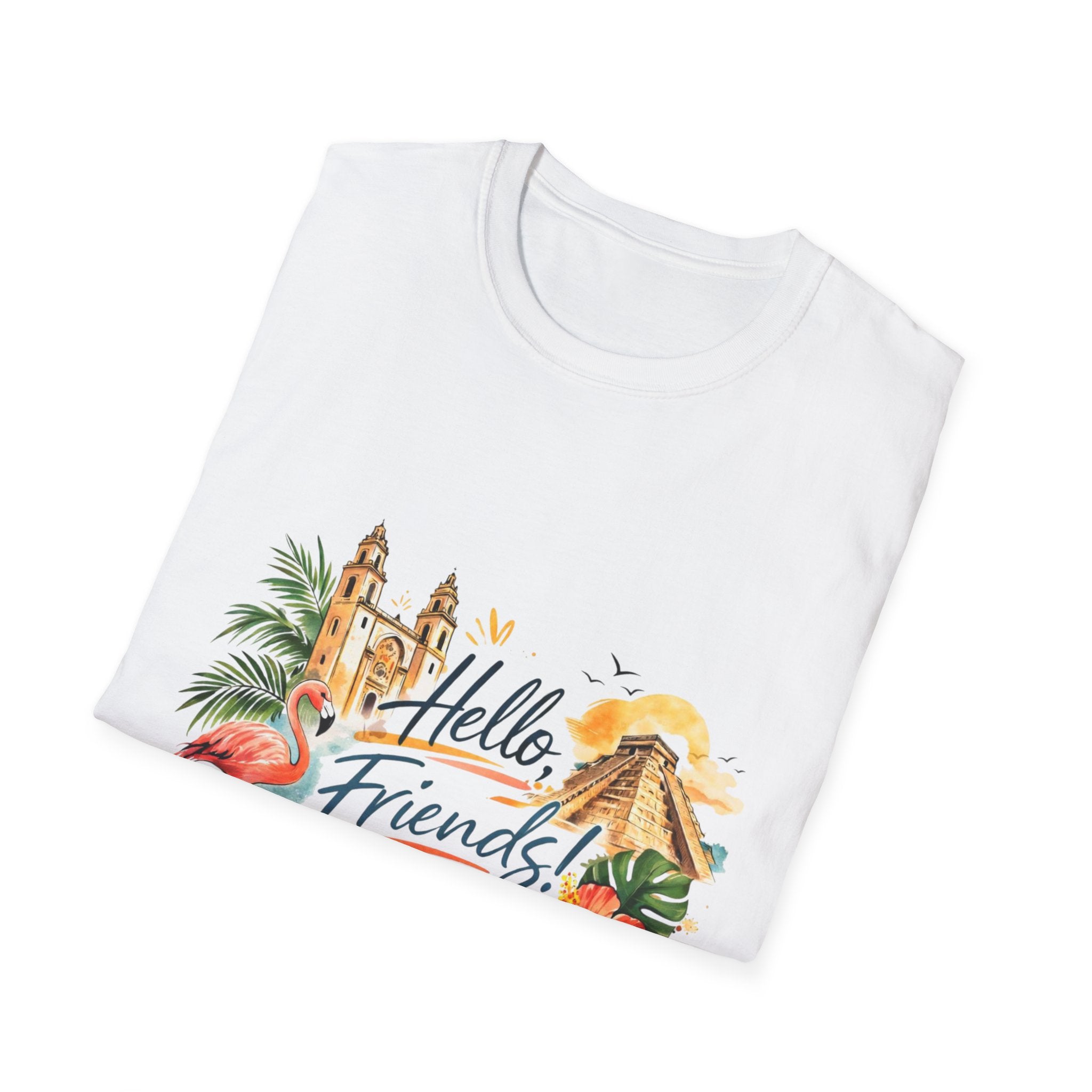 T-Shirt - "Hello, Friends!" Tropical Vacation Graphic Tee