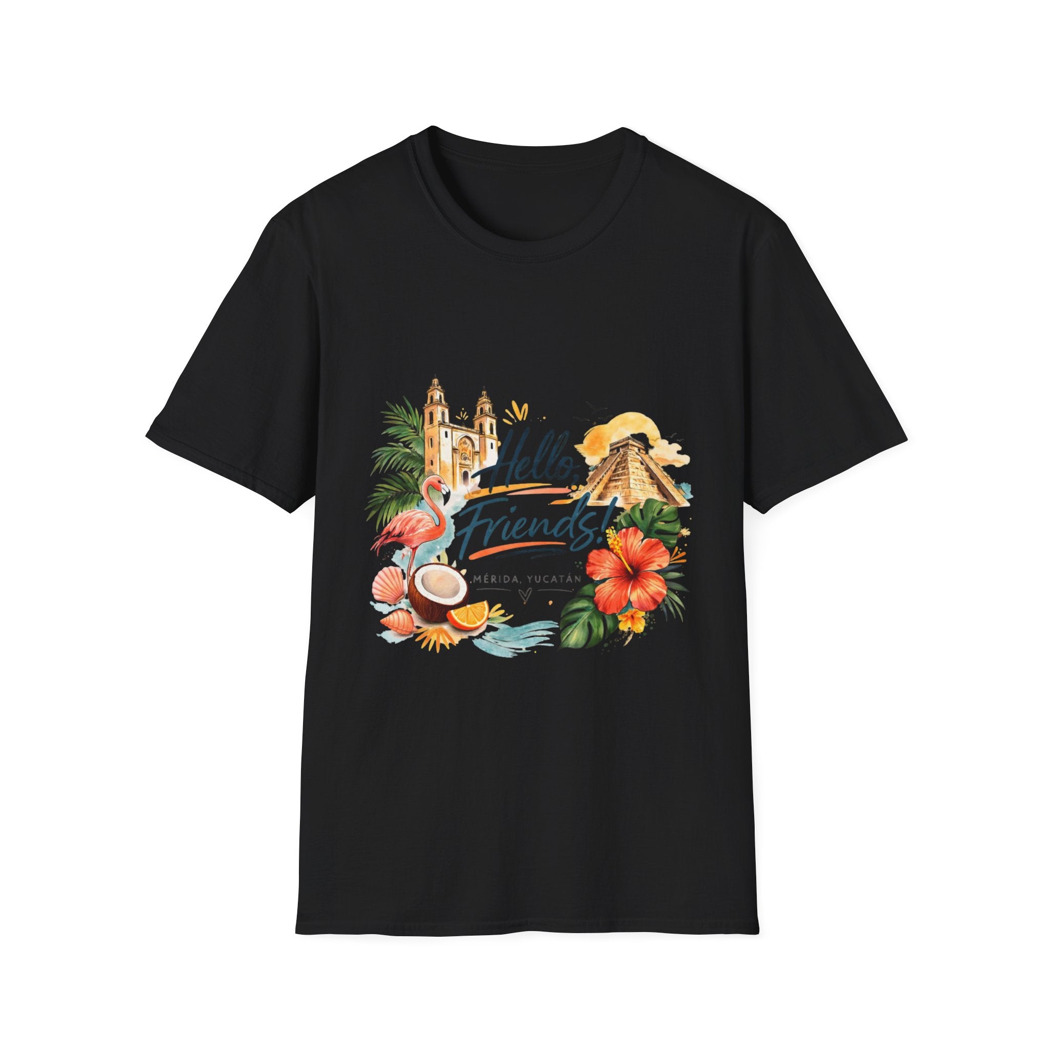 T-Shirt - "Hello, Friends!" Tropical Vacation Graphic Tee