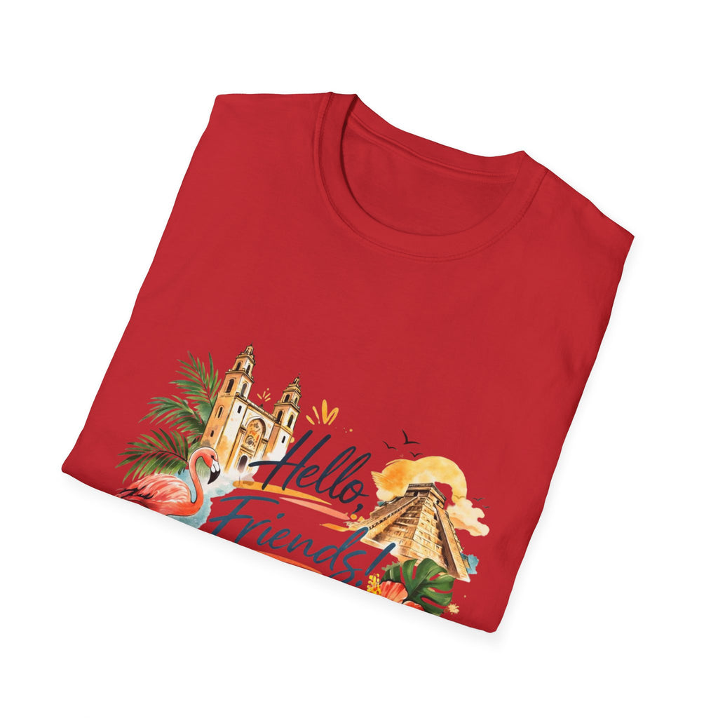 T-Shirt - "Hello, Friends!" Tropical Vacation Graphic Tee