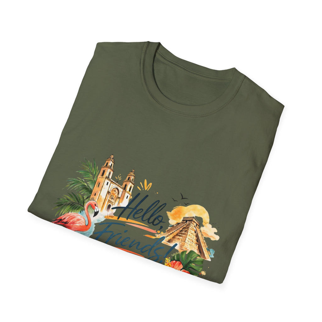 T-Shirt - "Hello, Friends!" Tropical Vacation Graphic Tee