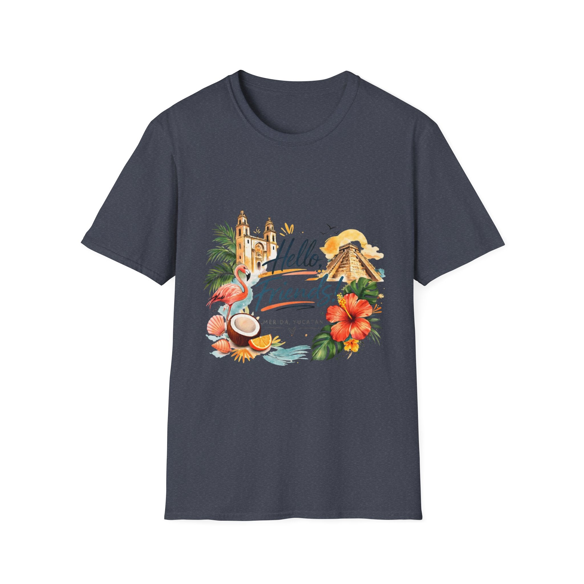 T-Shirt - "Hello, Friends!" Tropical Vacation Graphic Tee