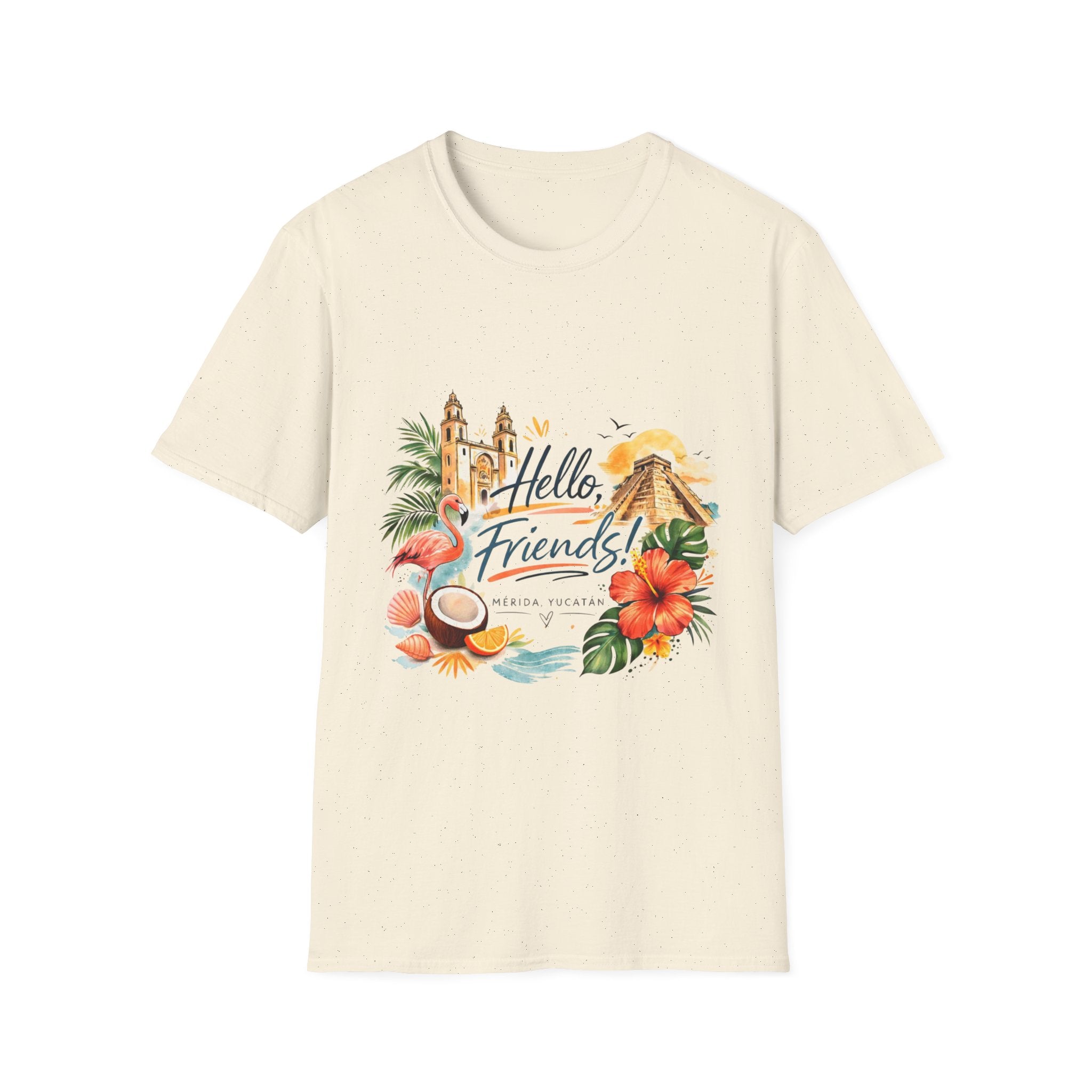 T-Shirt - "Hello, Friends!" Tropical Vacation Graphic Tee