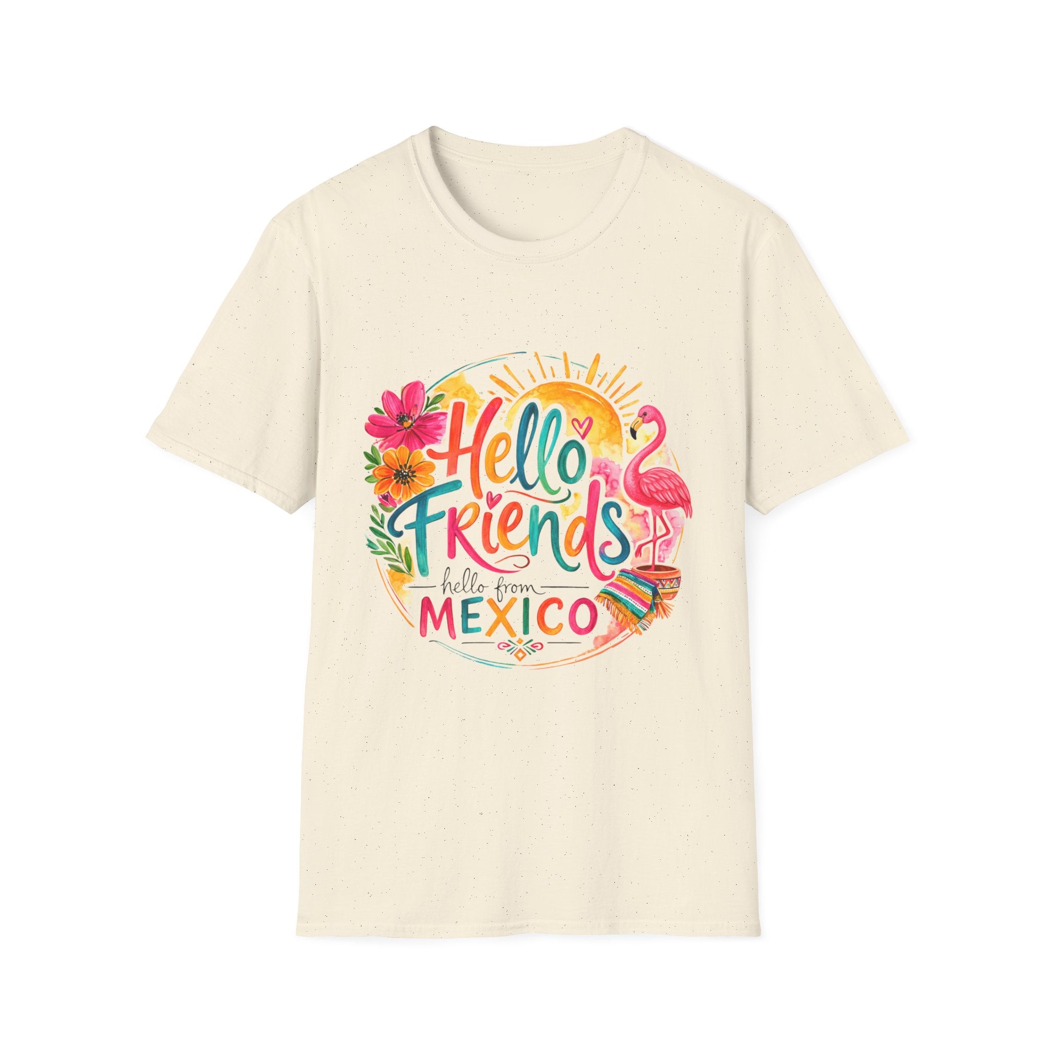 Hello Friends from Mexico T-Shirt — Tropical Flamingo Vacation Tee