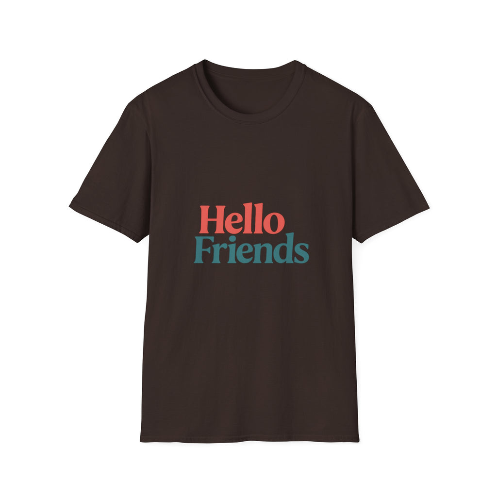 Hello Friends T-Shirt — Retro Two-Tone Greeting Tee