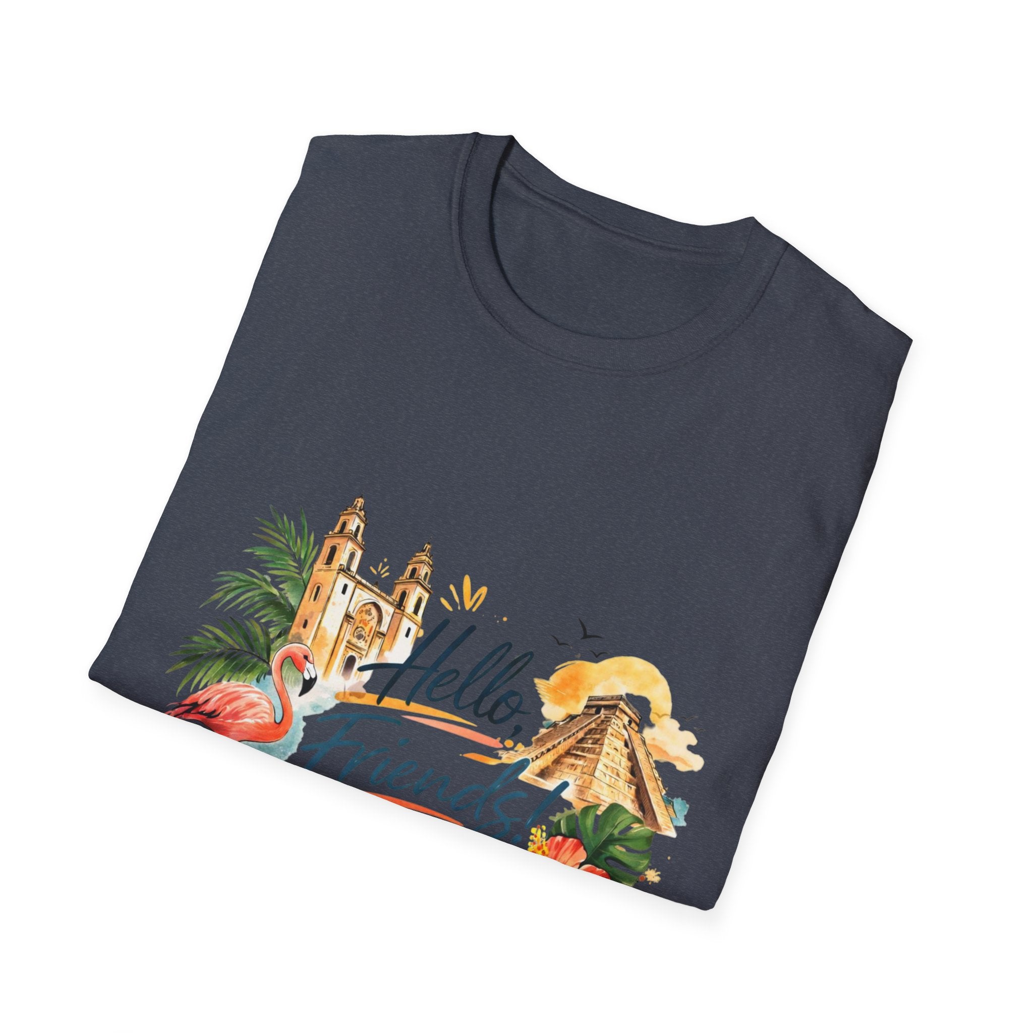 T-Shirt - "Hello, Friends!" Tropical Vacation Graphic Tee