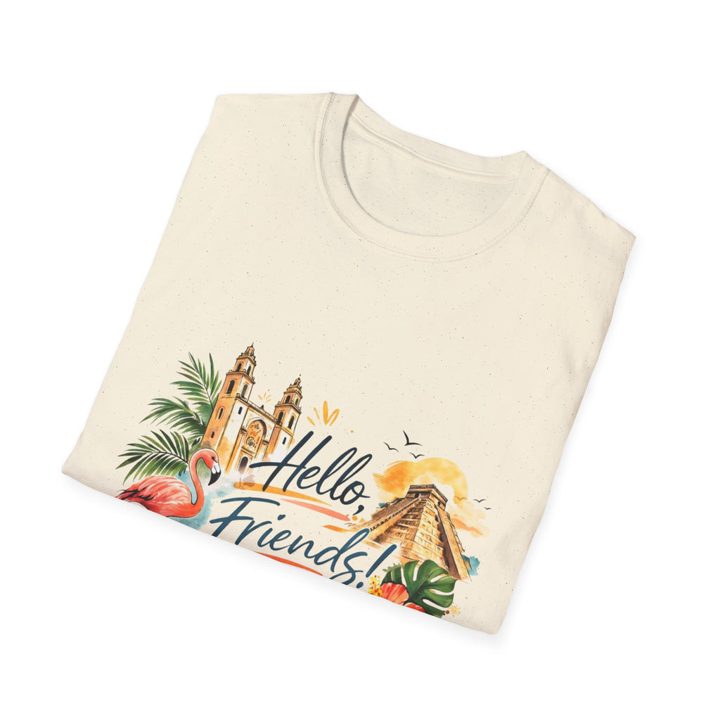 T-Shirt - "Hello, Friends!" Tropical Vacation Graphic Tee