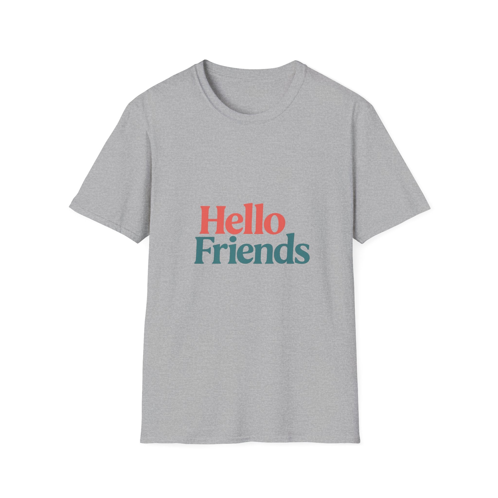 Hello Friends T-Shirt — Retro Two-Tone Greeting Tee
