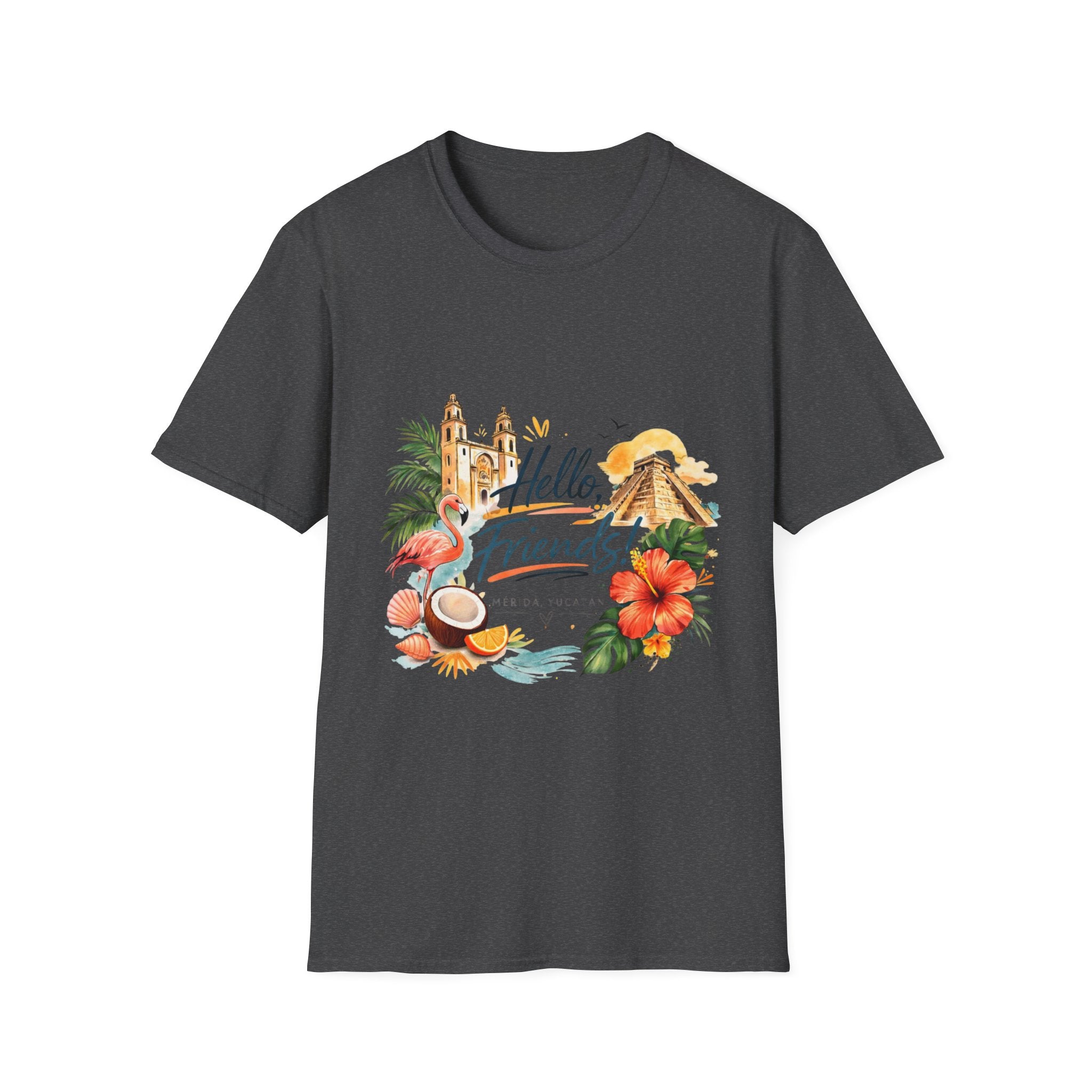 T-Shirt - "Hello, Friends!" Tropical Vacation Graphic Tee