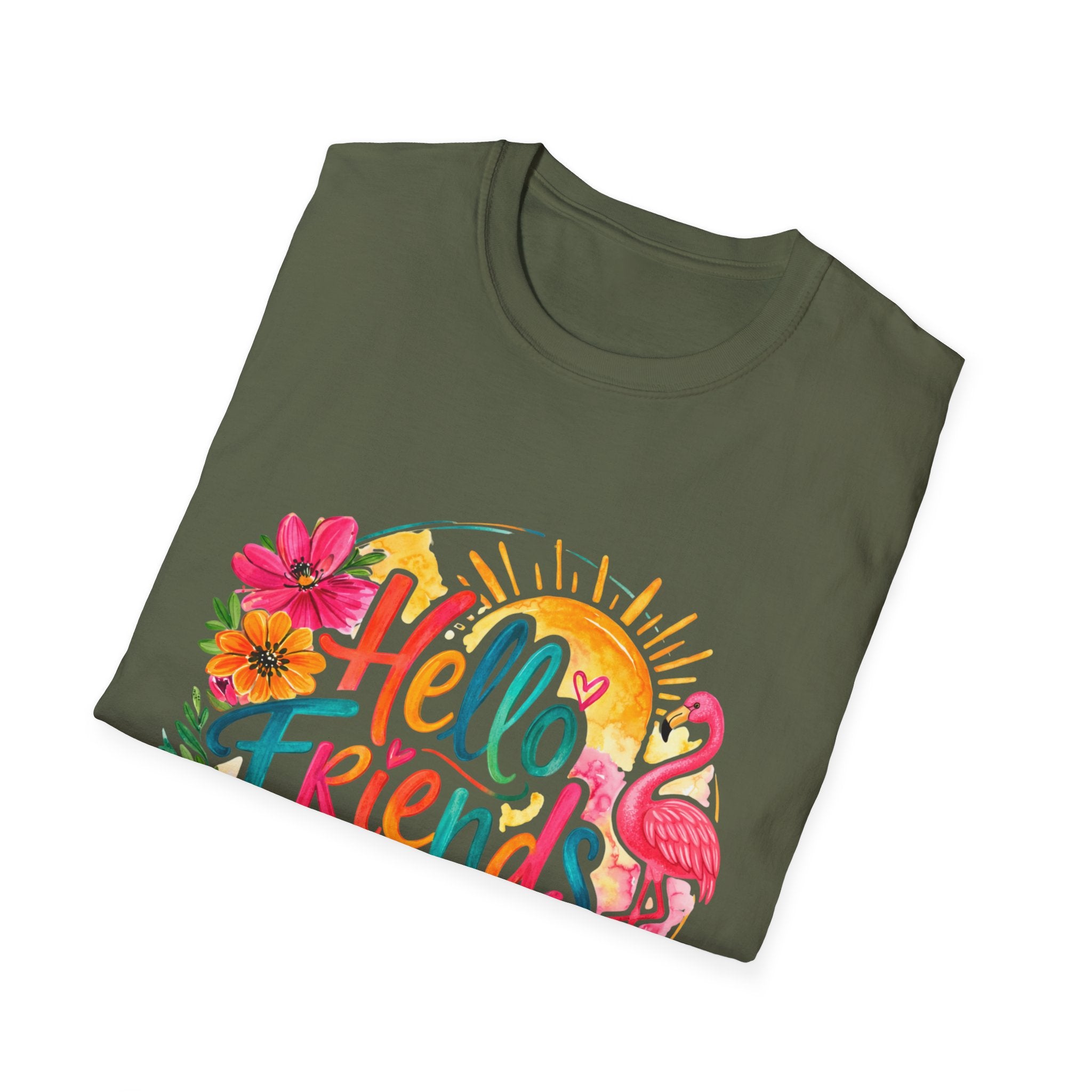 Hello Friends from Mexico T-Shirt — Tropical Flamingo Vacation Tee