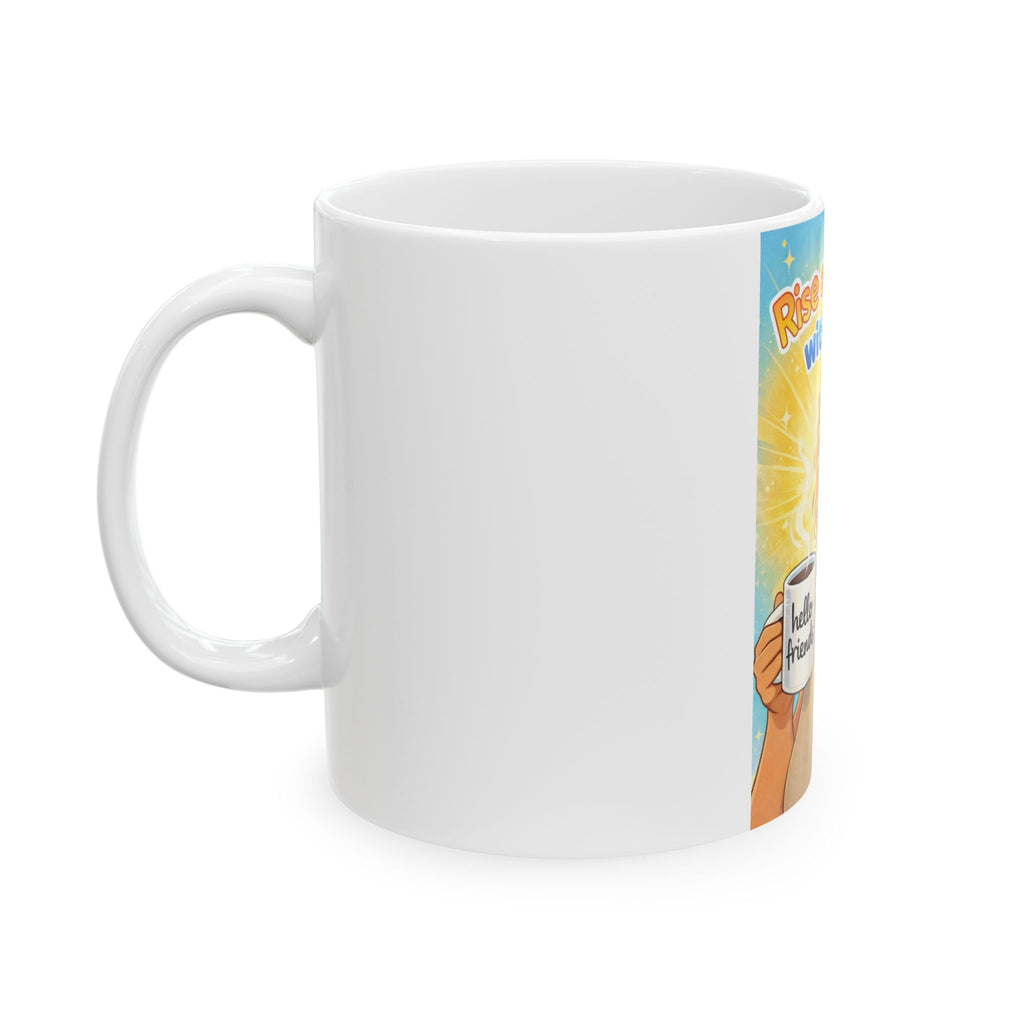 Rise and Shine with Raisa Ceramic Coffee Mug — Personalized Morning Motivation (11oz & 15oz)