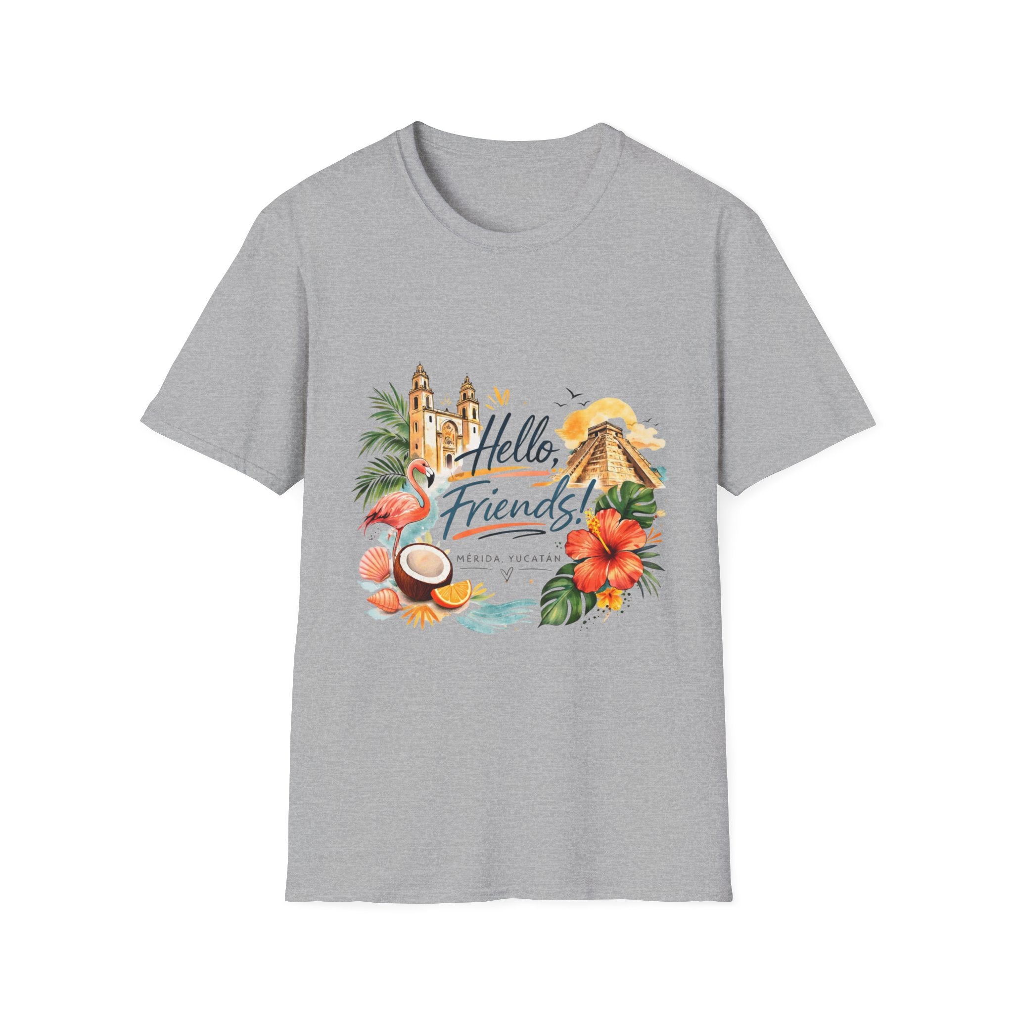 T-Shirt - "Hello, Friends!" Tropical Vacation Graphic Tee