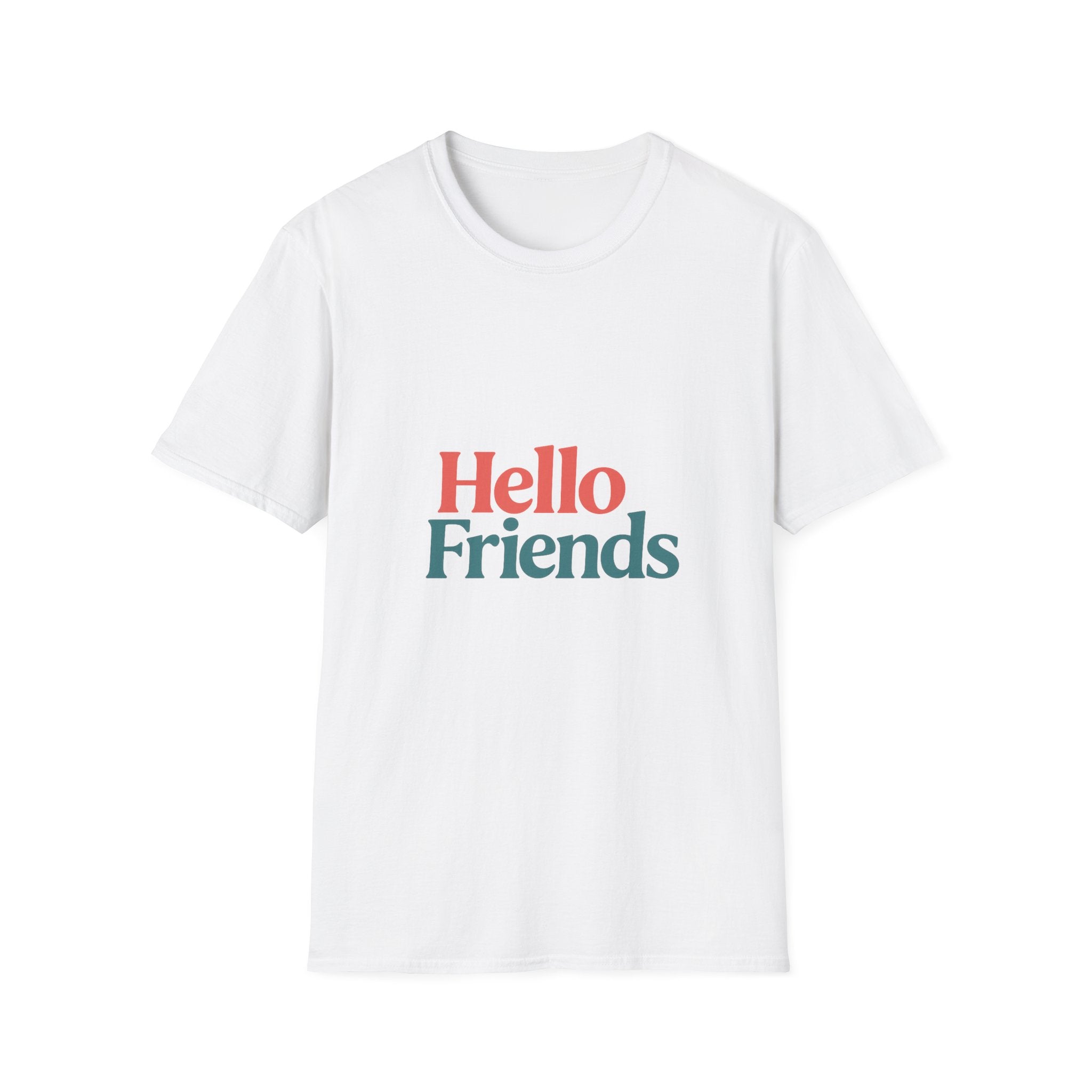 Hello Friends T-Shirt — Retro Two-Tone Greeting Tee
