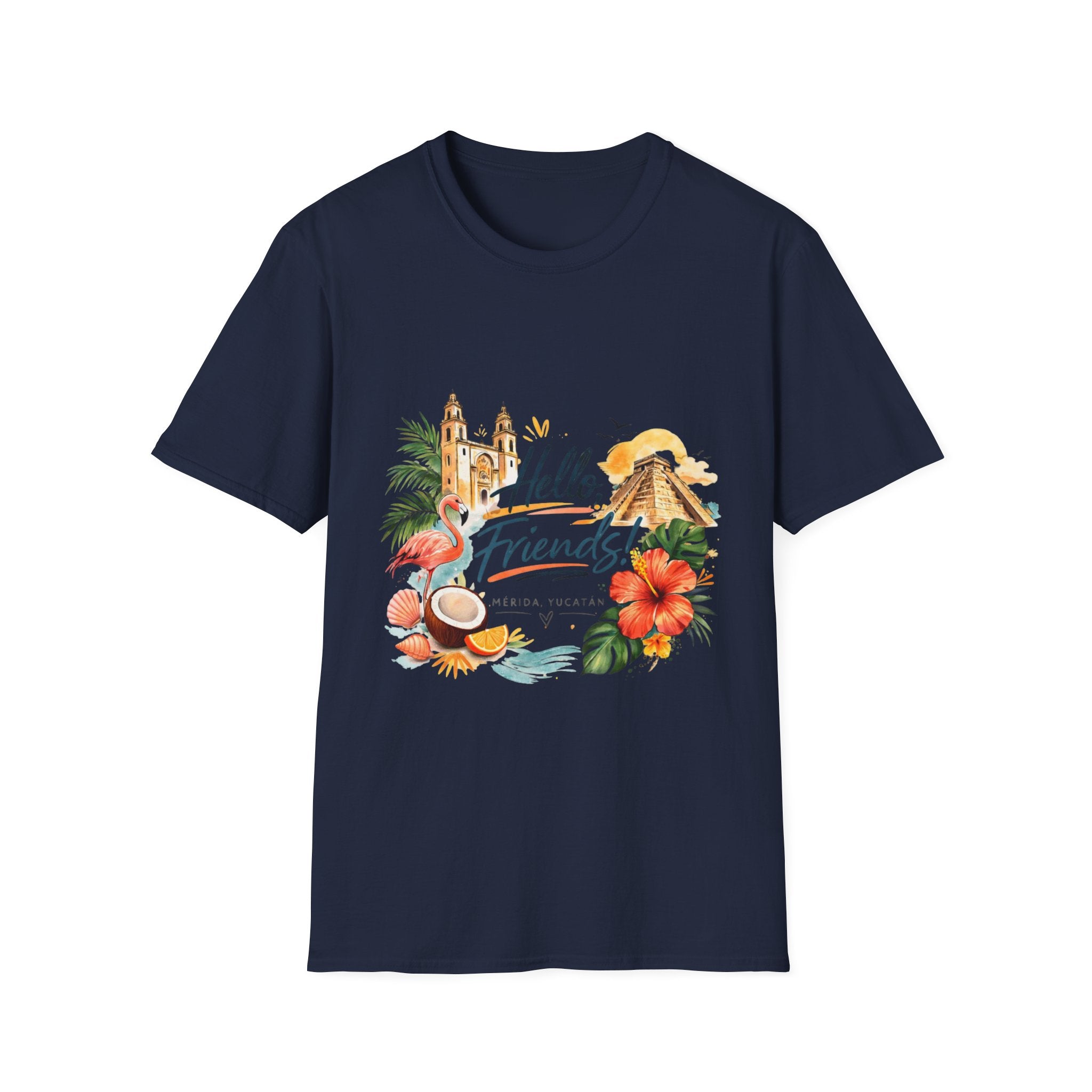 T-Shirt - "Hello, Friends!" Tropical Vacation Graphic Tee